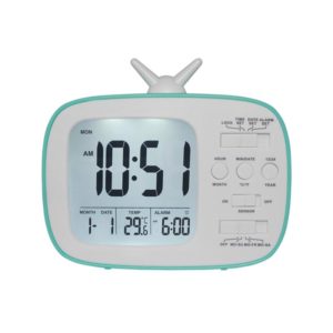 G179 Retro TV Alarm Clock Student Dormitory Bed Electronic Clock(Blue English Version) (OEM)