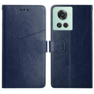 For OnePlus 10R/ACE Y Stitching Horizontal Flip Leather Phone Case(Blue) (OEM)