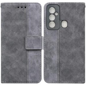 For Tecno Spark 6 GO Geometric Embossed Leather Phone Case(Grey) (OEM)