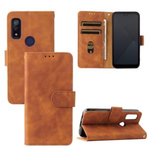 For Fujitsu Arrows WE Solid Color Skin Feel Magnetic Buckle Horizontal Flip Calf Texture PU Leather Case with Holder & Card Slots & Wallet(Brown) (OEM)