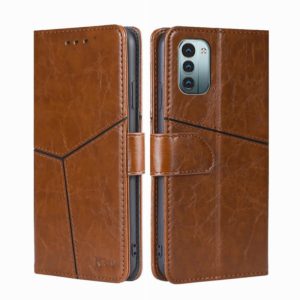 For Nokia G21/G11 Geometric Stitching Horizontal Flip TPU + PU Leather Phone Case(Light Brown) (OEM)