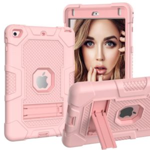Contrast Color Robot Shockproof Silicone + PC Protective Case with Holder For iPad mini 5 / 4(Rose Gold) (OEM)