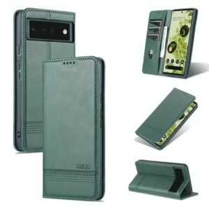 For Google Pixel 6 Pro AZNS Magnetic Calf Texture Horizontal Flip Phone Leather Case(Dark Green) (AZNS) (OEM)