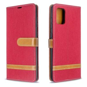 For Galaxy A71 Color Matching Denim Texture Horizontal Flip PU Leather Case with Holder & Card Slots & Wallet & Lanyard(Red) (OEM)