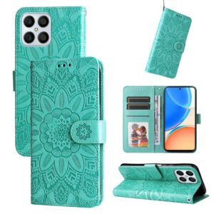 For Honor X8 / X30i Embossed Sunflower Leather Phone Case(Green) (OEM)