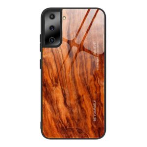For Samsung Galaxy S21 5G Wood Grain Glass Protective Case(M06) (OEM)
