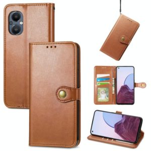 For OnePlus Nord N20 5G Solid Color Leather Buckle Phone Case(Brown) (OEM)
