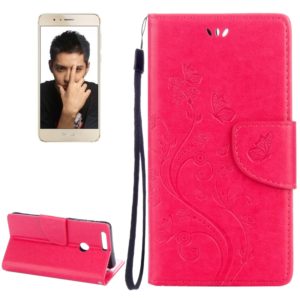 For Huawei Honor 8 Flowers Embossing Horizontal Flip Leather Case with Holder & Card Slots & Wallet & Lanyard(Magenta) (OEM)