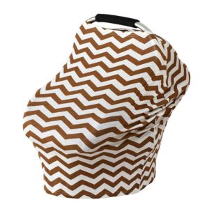 Multifunctional Cotton Nursing Towel Safety Seat Cushion Stroller Cover(Brown and White Wavy Stripes) (OEM)