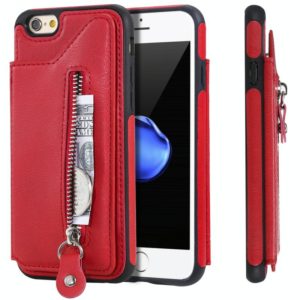For iPhone 6 Solid Color Double Buckle Zipper Shockproof Protective Case(Red) (OEM)