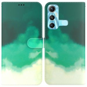 For Infinix Hot 11 X662 Watercolor Pattern Horizontal Flip Leather Phone Case(Cyan Green) (OEM)