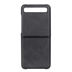 For Galaxy Z Flip Two-color Cow Leather Texture Folding Protective Case(Black) (OEM)