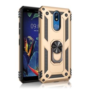 For LG K40 Shockproof TPU + PC Protective Case with 360 Degree Rotating Holder(Gold) (OEM)