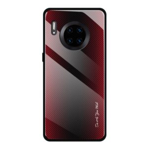 For Huawei Mate 30 Pro Texture Gradient Glass Protective Case(Red) (OEM)