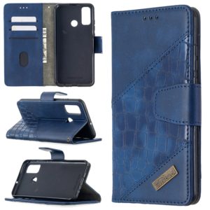 For Huawei P smart 2020 Matching Color Crocodile Texture Horizontal Flip PU Leather Case with Holder & Card Slots & Wallet(Blue) (OEM)