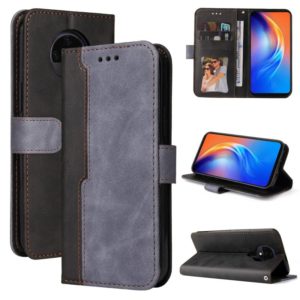 For Tecno Spark 6 Business Stitching-Color Horizontal Flip PU Leather Case with Holder & Card Slots & Photo Frame(Grey) (OEM)