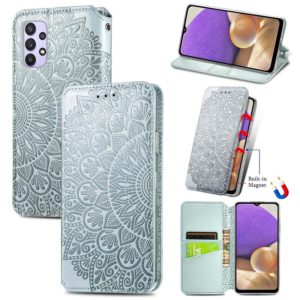 For Samsung Galaxy A32 5G Blooming Mandala Embossed Pattern Magnetic Horizontal Flip Leather Case with Holder & Card Slots & Wallet(Grey) (OEM)