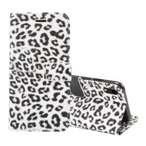 For iPhone XR Leopard Pattern Horizontal Flip Leather Case with Holder & Card Slots(White) (OEM)