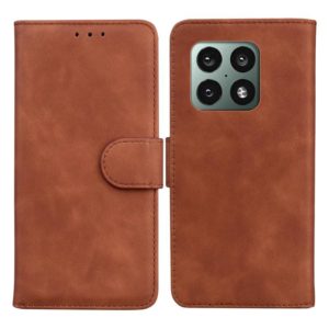 For OnePlus 10 Pro 5G Skin Feel Pure Color Flip Leather Phone Case(Brown) (OEM)
