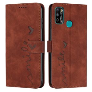 For Infinix Hot 9 Play / 10 Play / 11 Play Skin Feel Heart Pattern Leather Phone Case(Brown) (OEM)