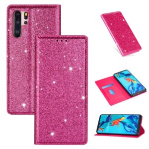For Huawei P30 Pro Ultrathin Glitter Magnetic Horizontal Flip Leather Case with Holder & Card Slots(Rose Red) (OEM)