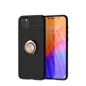 For Huawei Y5P Lenuo Shockproof TPU Protective Case with Invisible Holder(Black Gold) (lenuo) (OEM)