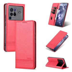 For vivo X80 Pro AZNS Magnetic Calf Texture Leather Phone Case(Red) (AZNS) (OEM)