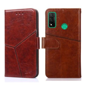 For Huawei P smart 2020 Geometric Stitching Horizontal Flip TPU + PU Leather Case with Holder & Card Slots & Wallet(Dark Brown) (OEM)