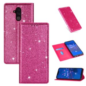 For Huawei Mate 20 Lite Ultrathin Glitter Magnetic Horizontal Flip Leather Case with Holder & Card Slots(Rose Red) (OEM)