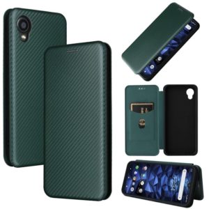 For Kyocera DIGNO BX2 Carbon Fiber Texture Horizontal Flip PU Phone Case(Green) (OEM)