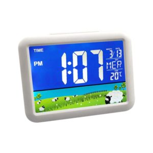 Color Screen Children Electronic Alarm Clock LCD Bedside Alarm Clock(White Shell Prairie) (OEM)