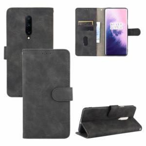 For OnePlus 7 Pro Solid Color Skin Feel Magnetic Buckle Horizontal Flip Calf Texture PU Leather Case with Holder & Card Slots & Wallet(Black) (OEM)
