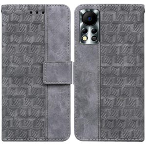 For Infinix Hot 11S NFC X6812B Geometric Embossed Leather Phone Case(Grey) (OEM)