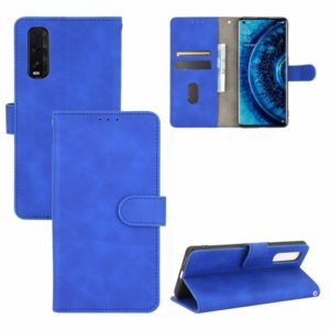 For OPPO Find X2 Solid Color Skin Feel Magnetic Buckle Horizontal Flip Calf Texture PU Leather Case with Holder & Card Slots & Wallet(Blue) (OEM)