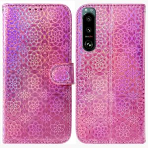 For Sony Xperia 5 III Colorful Magnetic Buckle Leather Phone Case(Pink) (OEM)