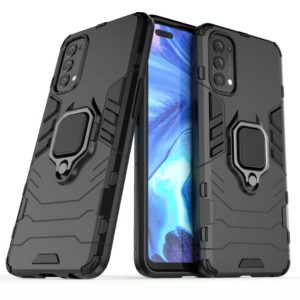 For OPPO Reno4 Shockproof PC + TPU Protective Case with Magnetic Ring Holder(Black) (OEM)