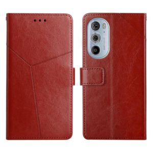 For Motorola Edge 30 Pro Y Stitching Horizontal Flip Leather Phone Case(Brown) (OEM)