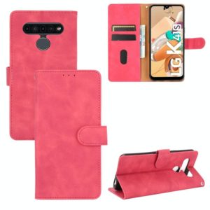 For LG K41S / K51S Solid Color Skin Feel Magnetic Buckle Horizontal Flip Calf Texture PU Leather Case with Holder & Card Slots & Wallet(Rose Red) (OEM)