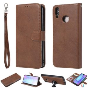 For Huawei Honor 8C Solid Color Horizontal Flip Protective Case with Holder & Card Slots & Wallet & Photo Frame & Lanyard(Brown) (OEM)