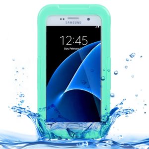 For Galaxy S7 / G930 IPX8 Plastic + Silicone Transparent Waterproof Protective Case with Lanyard (Green) (OEM)
