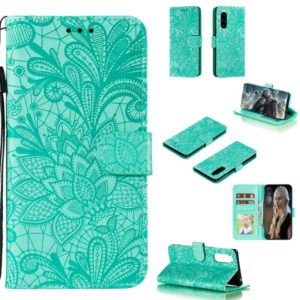 For Sony Xperia 5 Lace Flower Horizontal Flip Leather Case with Holder & Card Slots & Wallet & Photo Frame(Green) (OEM)