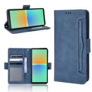 For Sony Xperia 10 IV Skin Feel Calf Texture Card Slots Leather Phone Case(Blue) (OEM)