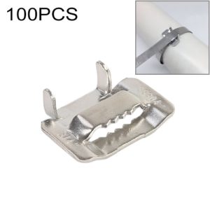100 PCS 15.88mm 304 Stainless Steel Tie Lock Type Cable Wrapped Bundle Buckle (OEM)