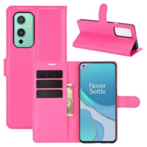 For OnePlus 9 Litchi Texture Horizontal Flip Protective Case with Holder & Card Slots & Wallet(Rose Red) (OEM)