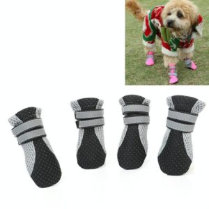 4 in 1 Pet Shoes Dog Shoes Walking Shoes Small Dogs Pet Supplies, Size: S(Black) (OEM)