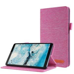 For Lenovo Tab M7 Horizontal Flip TPU + Fabric PU Leather Protective Case with Name Card Clip(Rose Red) (OEM)
