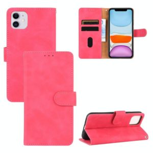 For iPhone 12 / 12 Pro Solid Color Skin Feel Magnetic Buckle Horizontal Flip Calf Texture PU Leather Case with Holder & Card Slots & Wallet(Rose Gold) (OEM)