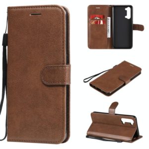 For Oppo Reno3 5G / Find X2 Lite Solid Color Horizontal Flip Protective Leather Case with Holder & Card Slots & Wallet & Photo Frame & Lanyard(Brown) (OEM)
