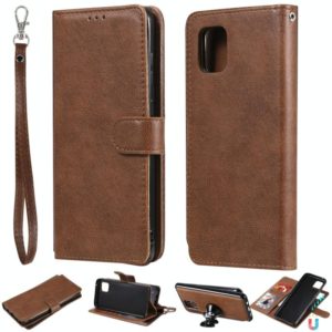 For Samsung Galaxy A81 / Note 10 Lite 2 in 1 Solid Color Detachable PU Leather Case with Card Slots & Magnetic Holder & Photo Frame & Wallet & Strap(Brown) (OEM)