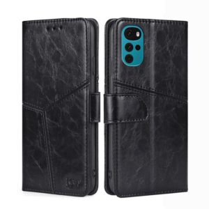 For Motorola Moto G22 Geometric Stitching Horizontal Flip Leather Phone Case(Black) (OEM)